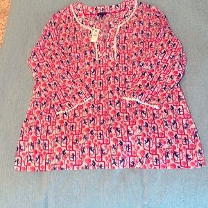 Talbots NWT Monkey Popover Tunic Top